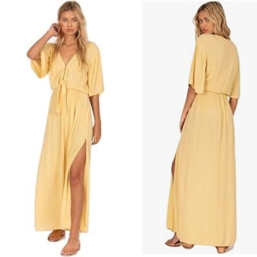 Amuse Society Womens Yellow Lemongrass Woven Maxi Dress in Ginger Size XS XSmall